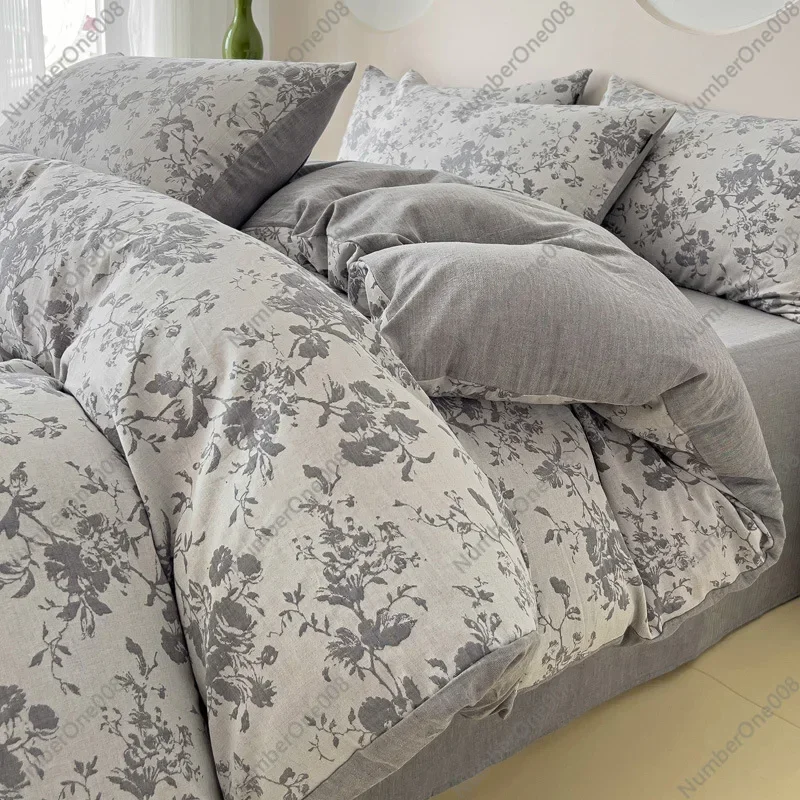 

Двухслойная жаккардовая пряжа из хлопка для матери и младенцев, набор из четырех предметов из чистого хлопка, простой пододеяльник из стираного хлопка