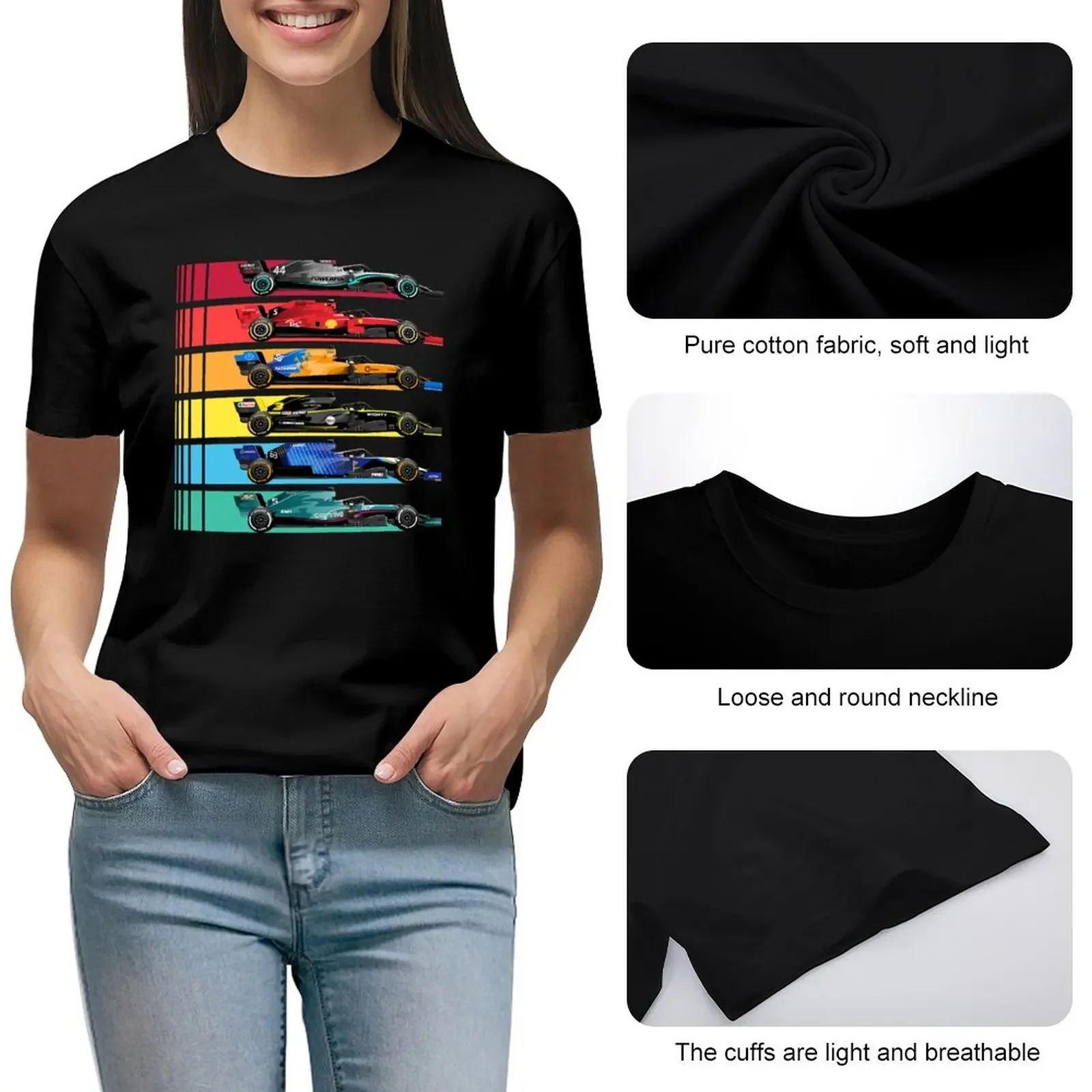 Formula Versenyzés autók 2023 Póló Beleizzad Koreai Csináltatás Alföld shirts Grafikus tees Födémgerenda blouses Asszony 2024