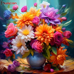 Huacan New Arrivals Diamond Painting Flower Full Square Round Diamond Mosaic Vase Art Home Decor Set Picture of Rhinestones