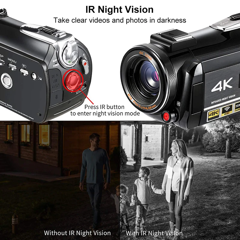 Camcorder Digital Video Camera Ordro AC3 4K Infrared Night Vision Camara Filmadora Professional Youtuber Vlogging