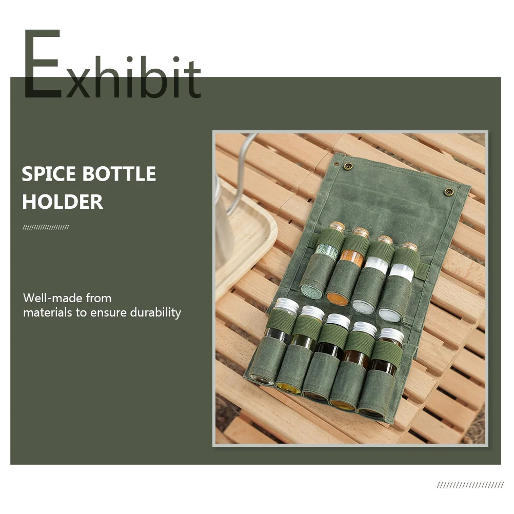 1 مجموعة التوابل الحاويات حقيبة في الهواء الطلق زجاجة توابل حامل مقاوم للماء قماش الحقيبة نزهة الطبخ العرض المنظم #3