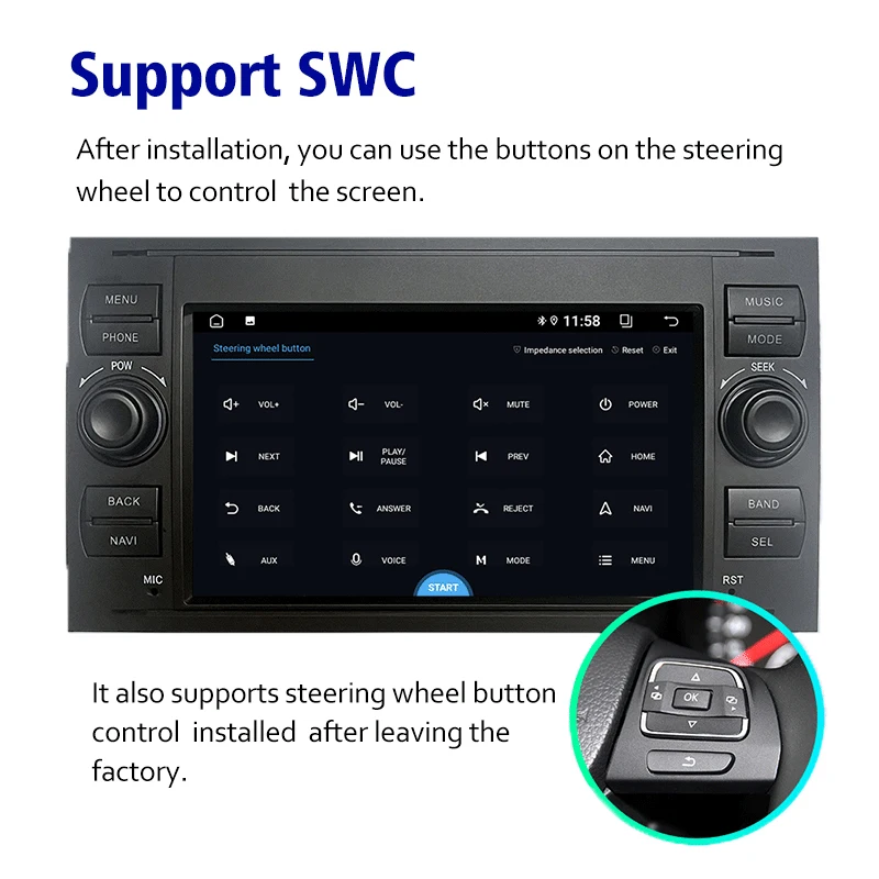 Wireless Carplay Stereo Android Auto Radio Multimedia Player GPS Navigation For Ford Focus Kuga Fiesta Mondeo 4 C-Max Car Radio