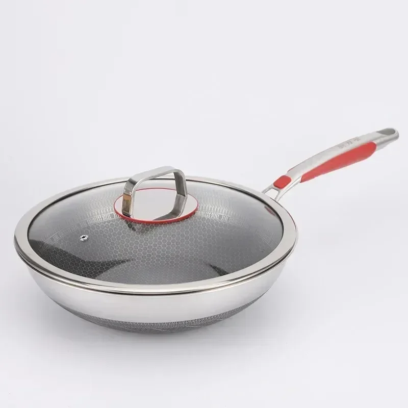 Stainless Steel Wok Honeycomb Non-stick Pan Micro-oil Smoke Stir-fry Household Wok Wholesale
