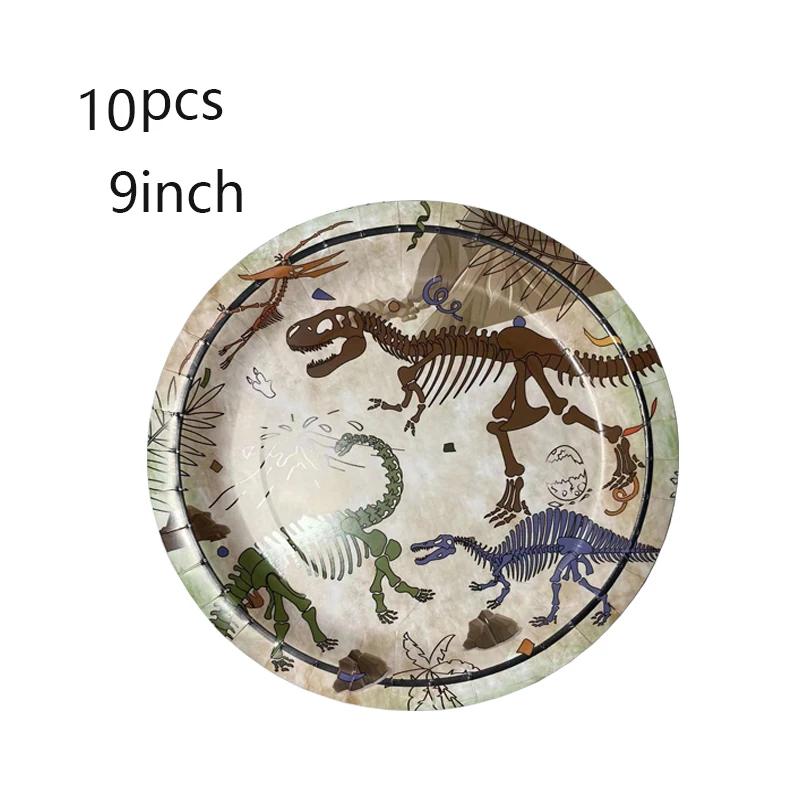 Dinosaur Fossil Archaeological Theme Disposable Paper Plate Cup Napkin Children's Happy Birthday Jungle Picnic Party Decor Suppl