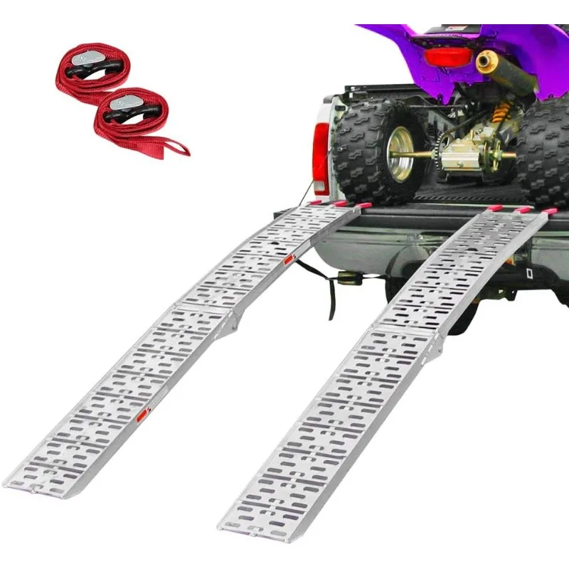 

Clevr 7.5' Folding Arched Aluminum Loading Truck Ramps (2 pc Set) for ATVs, UTVs, 4 Wheelers, 90" Long, 1,500 lbs Capacity