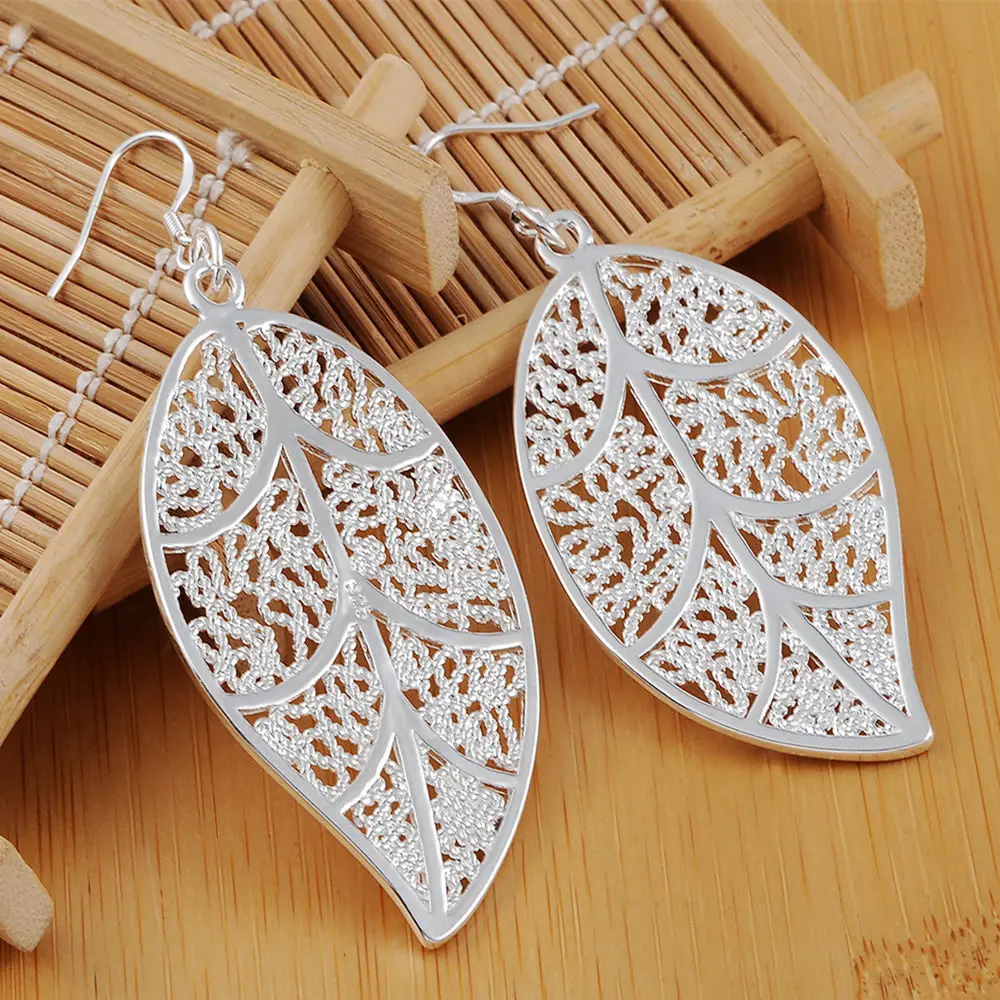 

Hot Selling Earrings High Quality Fashion Jewelry Beautiful Leaves 925 Sterling Silver Free Shipping Holiday Gifts