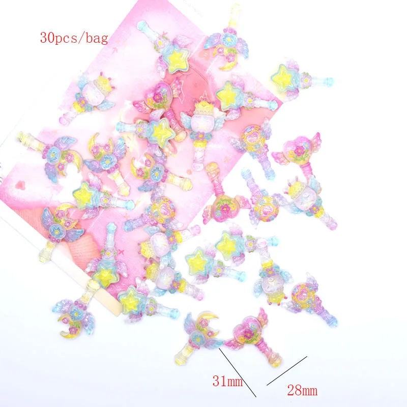 Cartoon Resin  Transparent Gradient Magic Wand DIY Hairpin Mobile Phone Shell Attached To Refrigerator Accessories