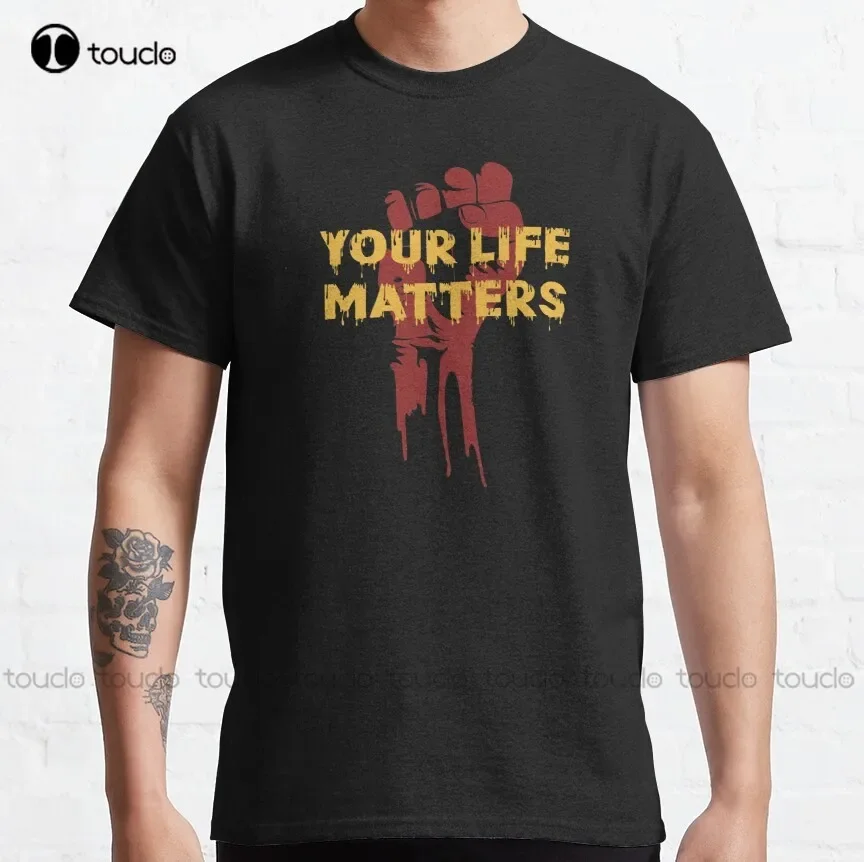 

Классическая футболка Your Life Matters, женская рубашка на пуговицах, унисекс, футболка с цифровой печатью для взрослых и подростков, Xs-5XL, новинка из хлопка