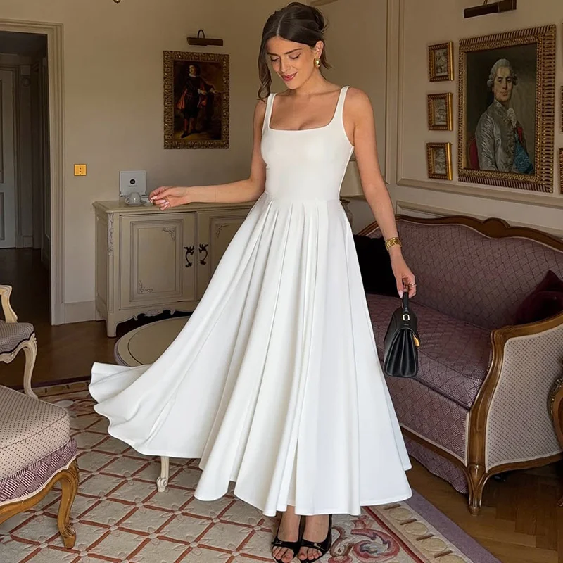 

Spaghetti Strap Backless Sexy Maxi Dress for Women Fashion High Waist A-line Pleated Club Party Long Dresses Female