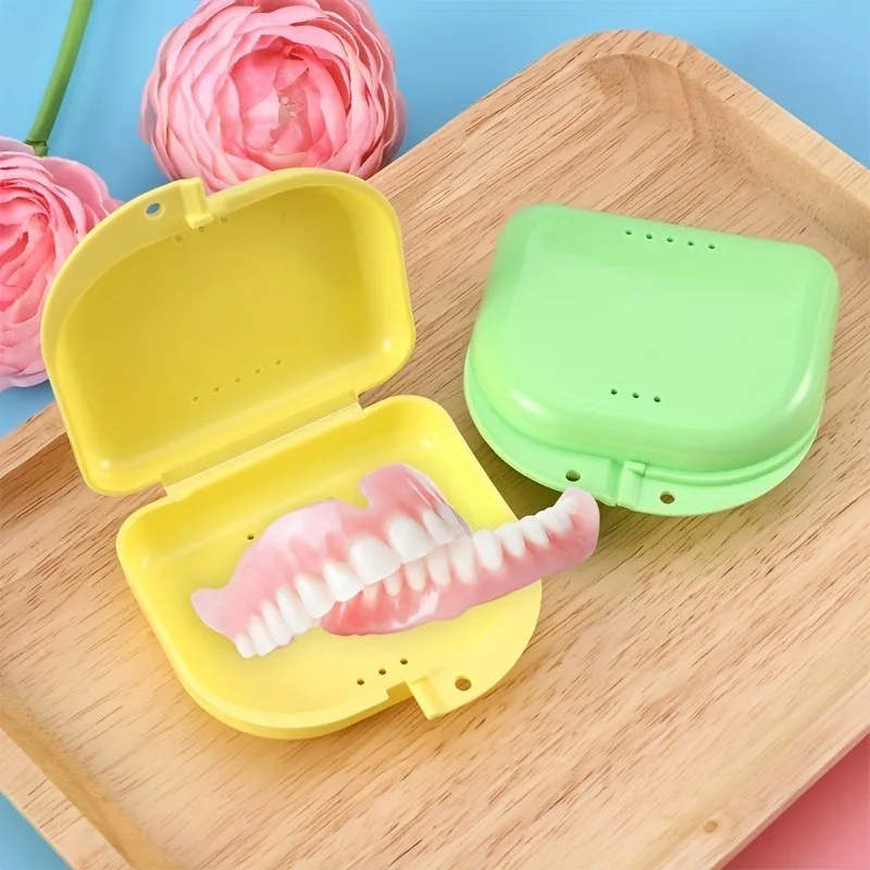 Ventilated Retainer Case with Secure Snap Closure - Hinged Lid Orthodontic Storage for Mouth Guards & Dentures