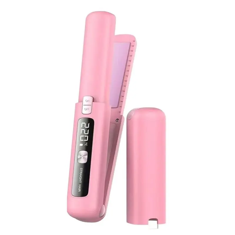 

A83G-Cordless Hair Straightener And Curler 2 In 1, USB Rechargeable With 4500Mah Battery, 10S Fast Heating, Pink