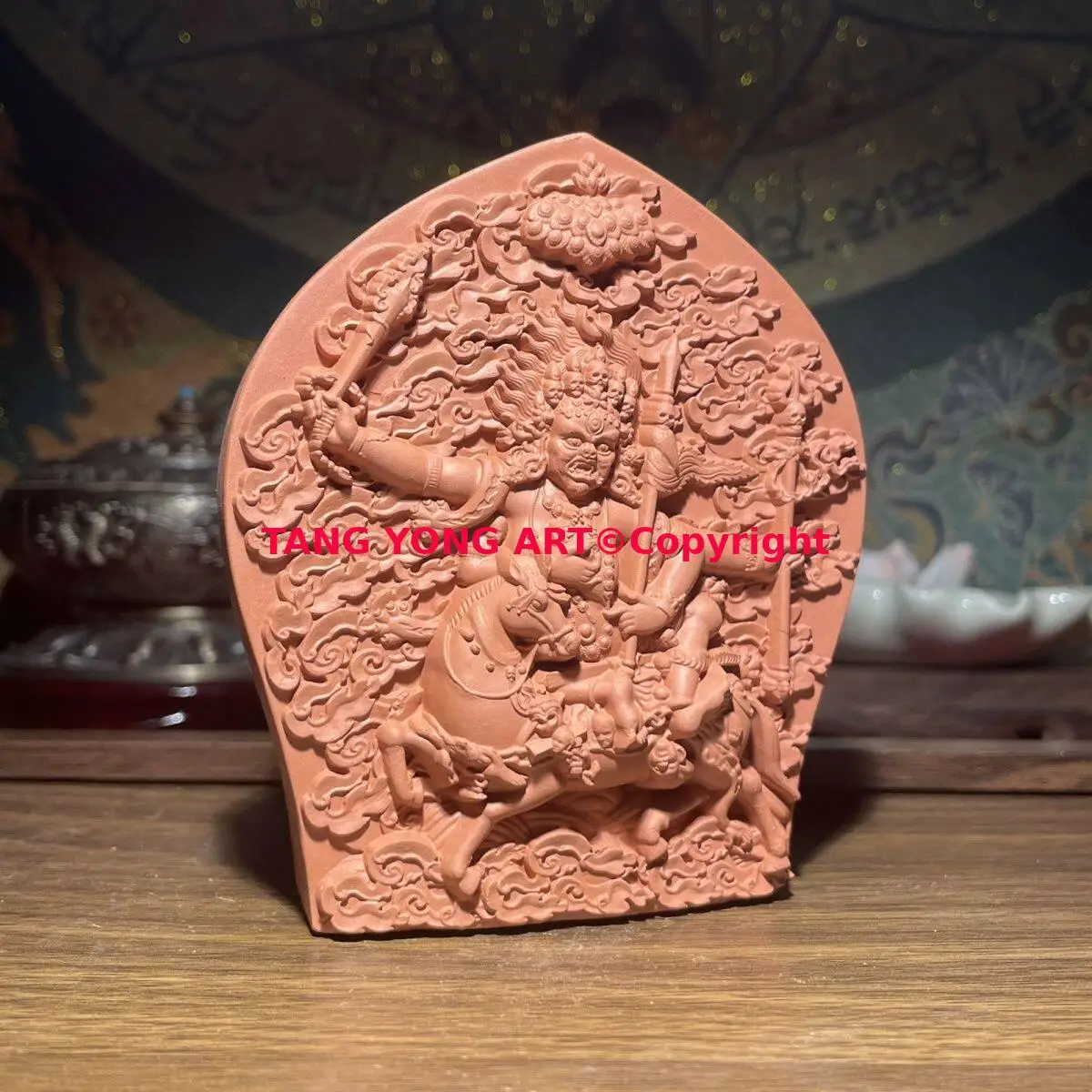 GOOD Holy sat-chaya buddha Palden Lhamo Holy pottery clay statue handmade clay tsha-tsha Buddhist temple lama monk worship