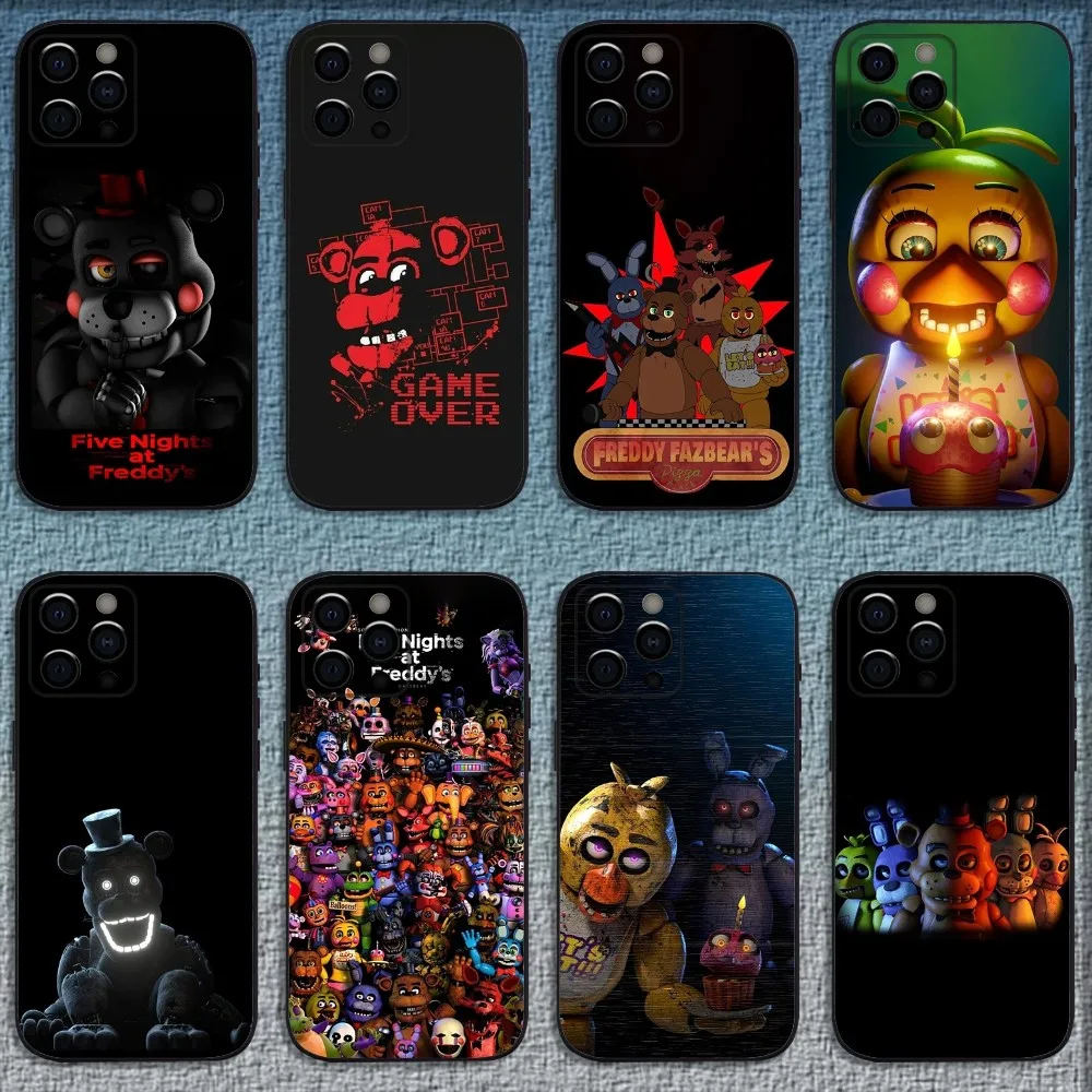 

Five N-Nights at F-Freddys FNAF Phone Case For iPhone 16,15,14,13,12,11,Pro,X,XS,Max,XR,Plus,Mini Soft Black Cover