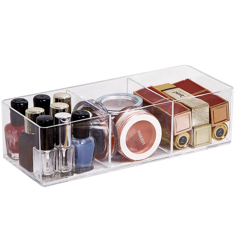 Acrylic Makeup Organizer for Storage Boxes Desktop Cosmetic Rack Lipstick Finishing Grid Box Layered Drawer Storage Display Box