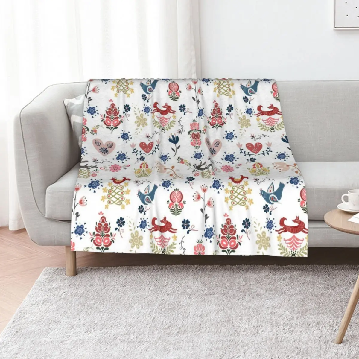 Swedish Scandinavian Norwegian Folk Art Pattern Throw Blanket Multi-Purpose Blankets For Bed Winter beds Quilt For Baby Blankets