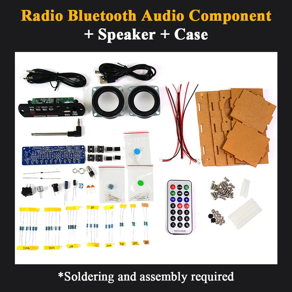 DIY Bluetooth Speaker Kit with FM Radio 87.5-108MHZ DIY Soldering Project Practice Electronic Module Kit Solder Assembly U Disk