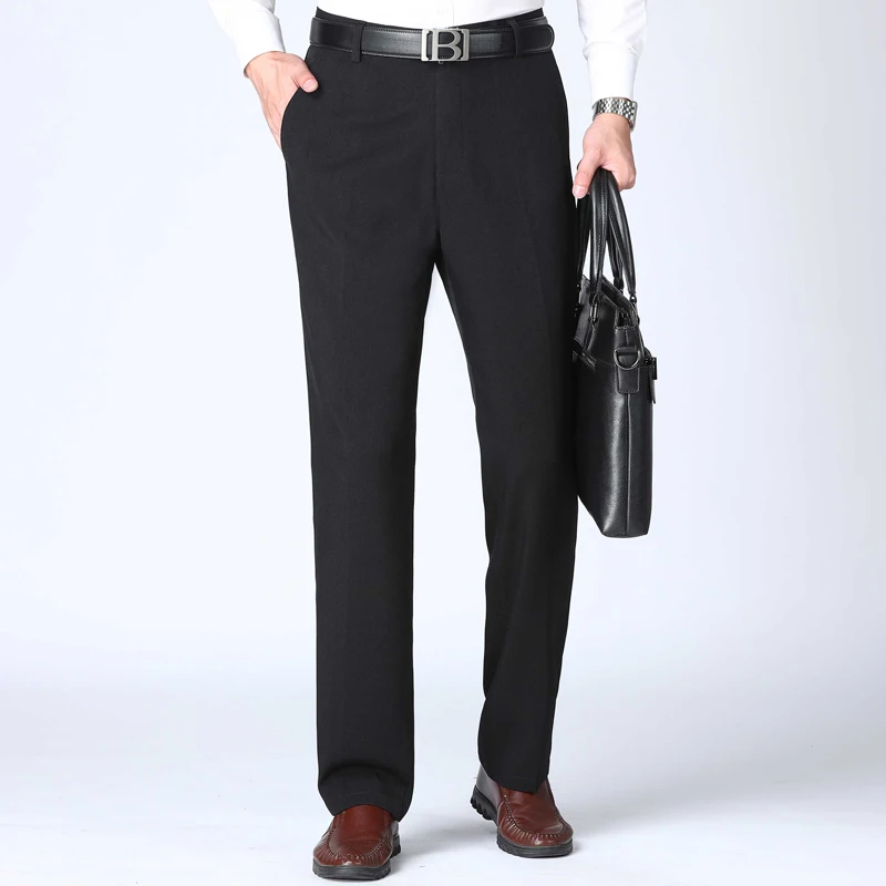 

Business Casual Suit Pants 2024 Autumn Winter All-match Men's Clothing Solid Color Commute Straight Zipper Mid Waist Trousers