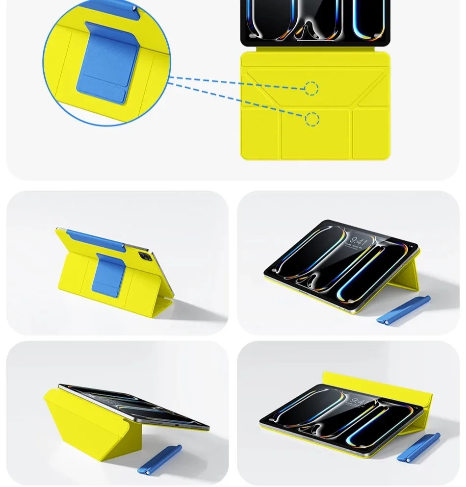 ZOYU Color Block Magnetic iPad Case, Floating Support Cover, for iPad A16 10th Gen, Air 5/6/7/8, Pro 11/12.9/13 Inch, Mini 6/7