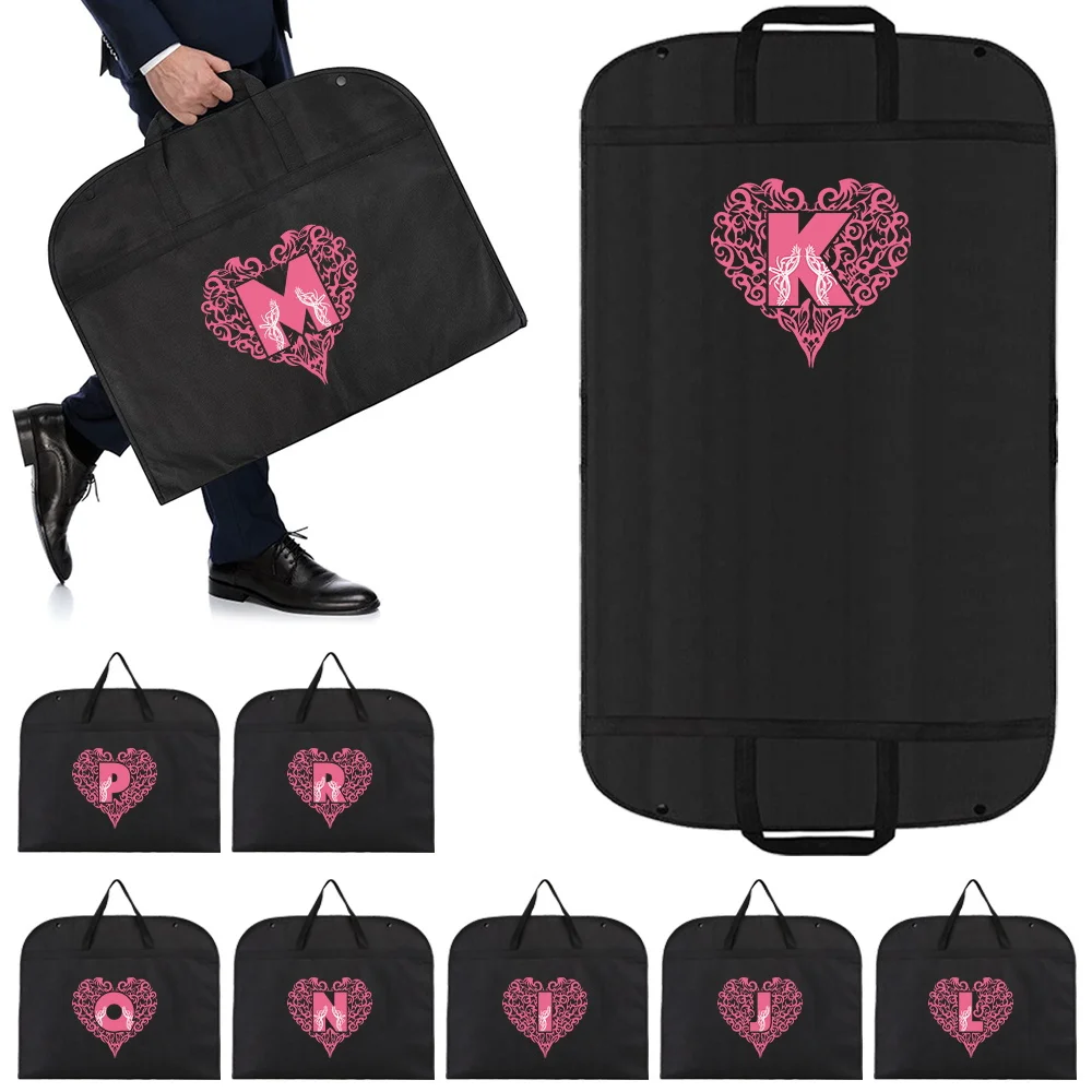 Dustproof Clothes Covers Waterproof Cover Coat Suit Organizer Protector Black Hanging Garment Bags Love Letter Pattern Series