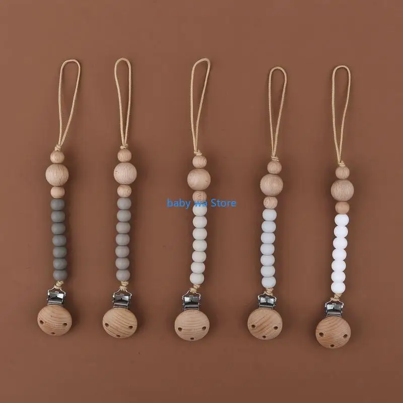 

Anti-drop Pacifier Clip Silicone Bead Baby Teether Clip Toddler Nipple Holders 4XBD
