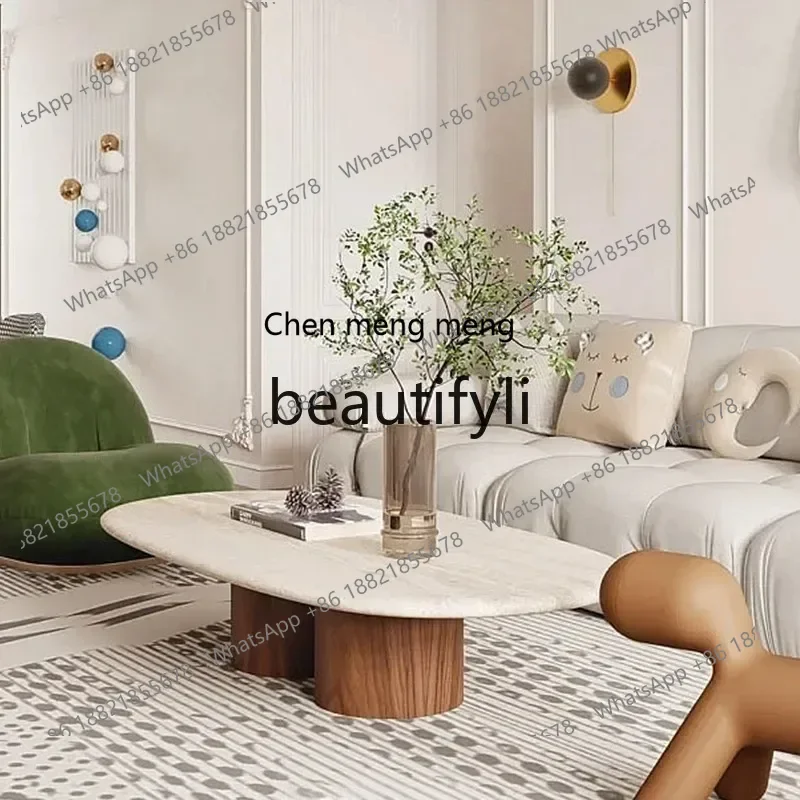 N178 G Natural marble coffee table, oval, livin room Italian style, homestay art