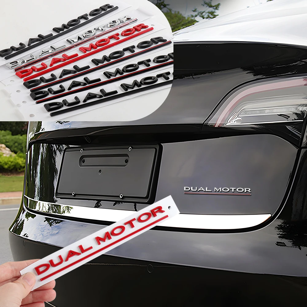 Двойной мотор под подкладкой, 3D буквенная эмблема, наклейка на багажник, значок для Tesla Model 3 X Y S, декоративные автомобильные аксессуары с буквами