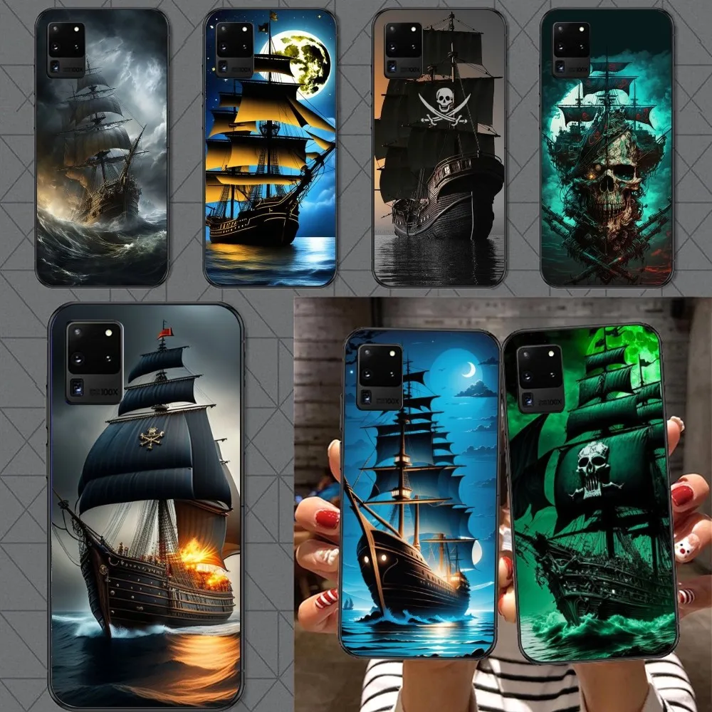 Pirate Corsair Mobile Cell Phone Case for Samsung A91 A81 A73 A72 A71 A30S A20 A12 A13 A52 A53 4G 5G Black Phone Cover Funda