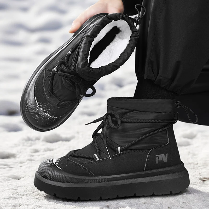 جديد كبير الحجم خفيف الوزن عالي الجودة مضاد للانزلاق الصوف ودافئ قدم واحدة في الهواء الطلق أحذية الثلوج غير رسمية للرجال في الشتاء #4