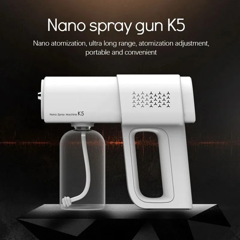 380ML Electric Nano Blue Light Steam Spray K5 Wireless Fogging Disinfection Sprayer Gun Type-C Atomization Sanitizer Machine