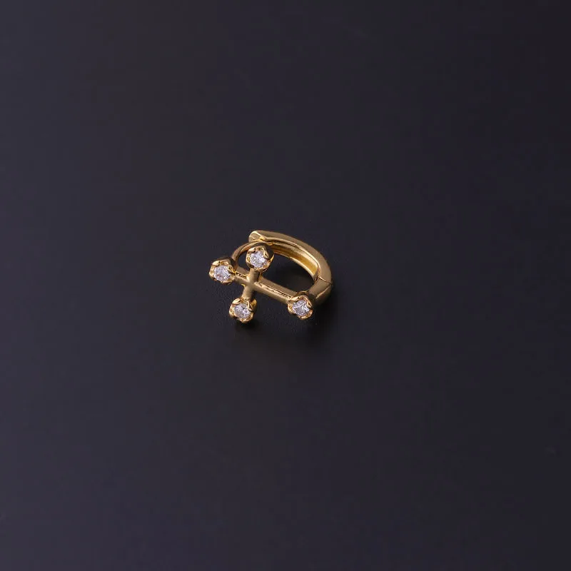 New 1PC Minimal Hoop Earrings Crystal Zirconia Small Huggie Thin Hoops Cartilage Earring Helix Tragus Earring Piercing Jewelry