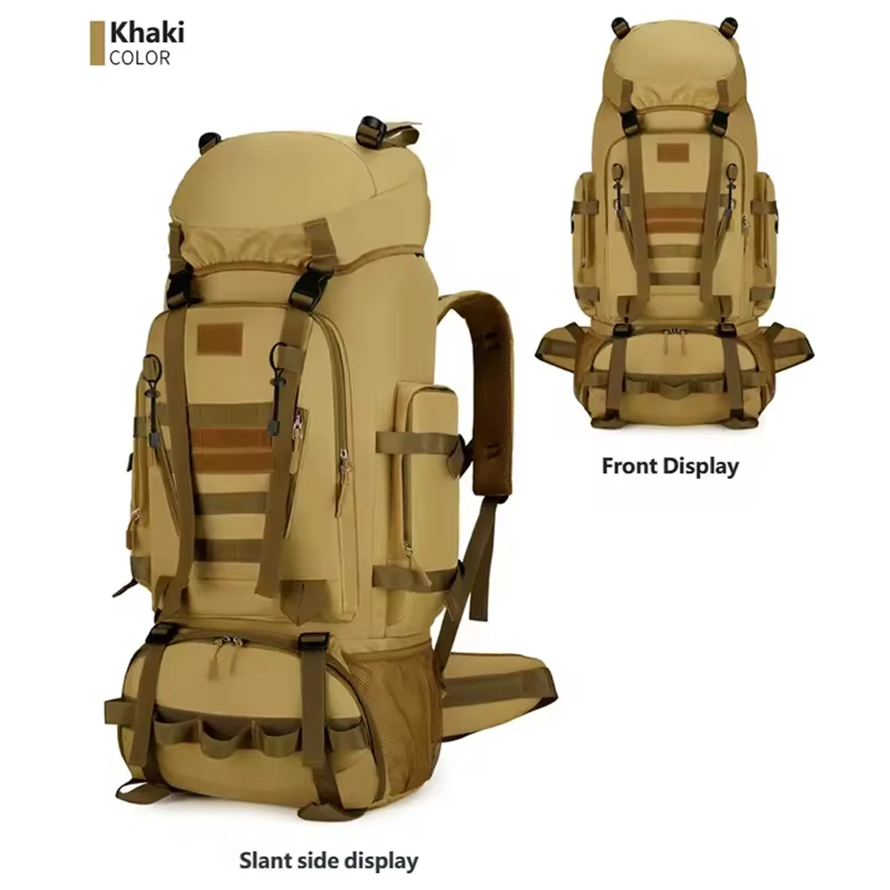 Men's 100L tactical backpack large-capacity lightweight anti theft mountaineering backpack for hiking, waterproof shoulder bag