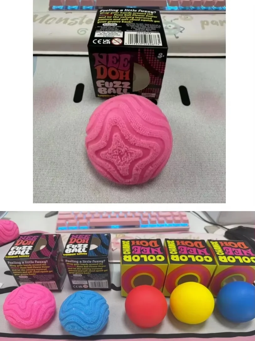 

Fuzz Ball Squishy Fidget Toy Squeezable Soft Pompom Stress Relief Velvet Textured Sensory Relaxing Blind Box