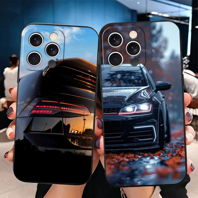 Sports Car Golf R Cool Soft Phone Case for iPhone 16 16E 17 Air 15 Pro Max 14 Plus 13 Mini 11 12 7 Black Cover Back Shell view 2