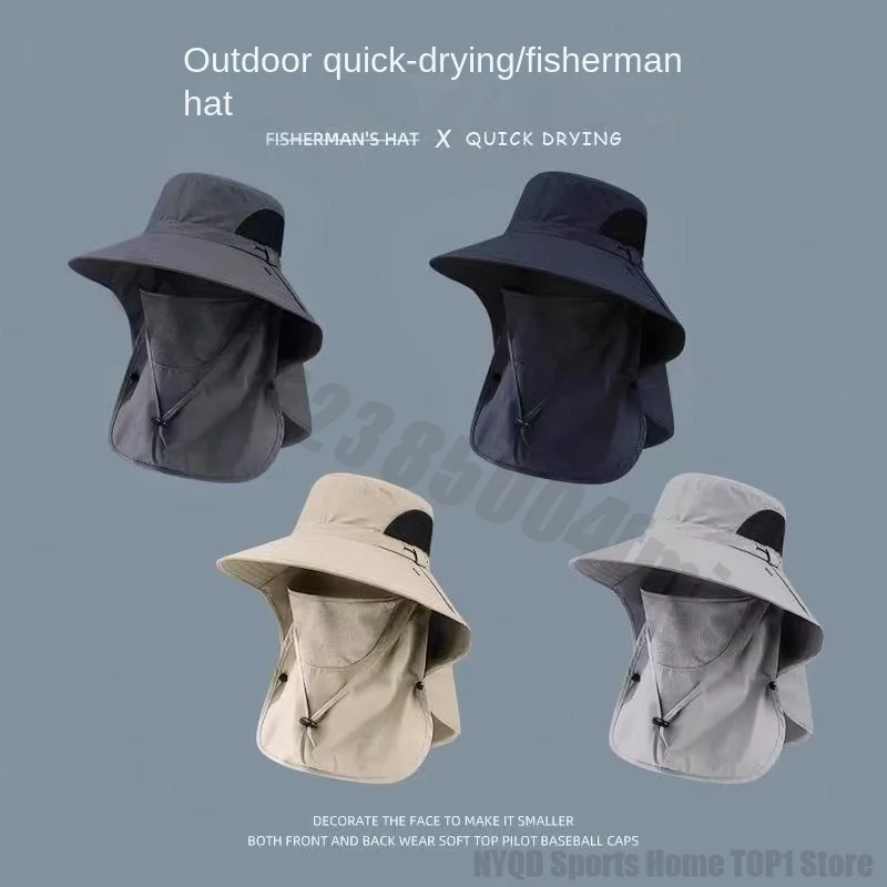 Summer UV resistant fishing face neck protection integrated large brimmed sun hat fishing cap bucket hat umbrella hat