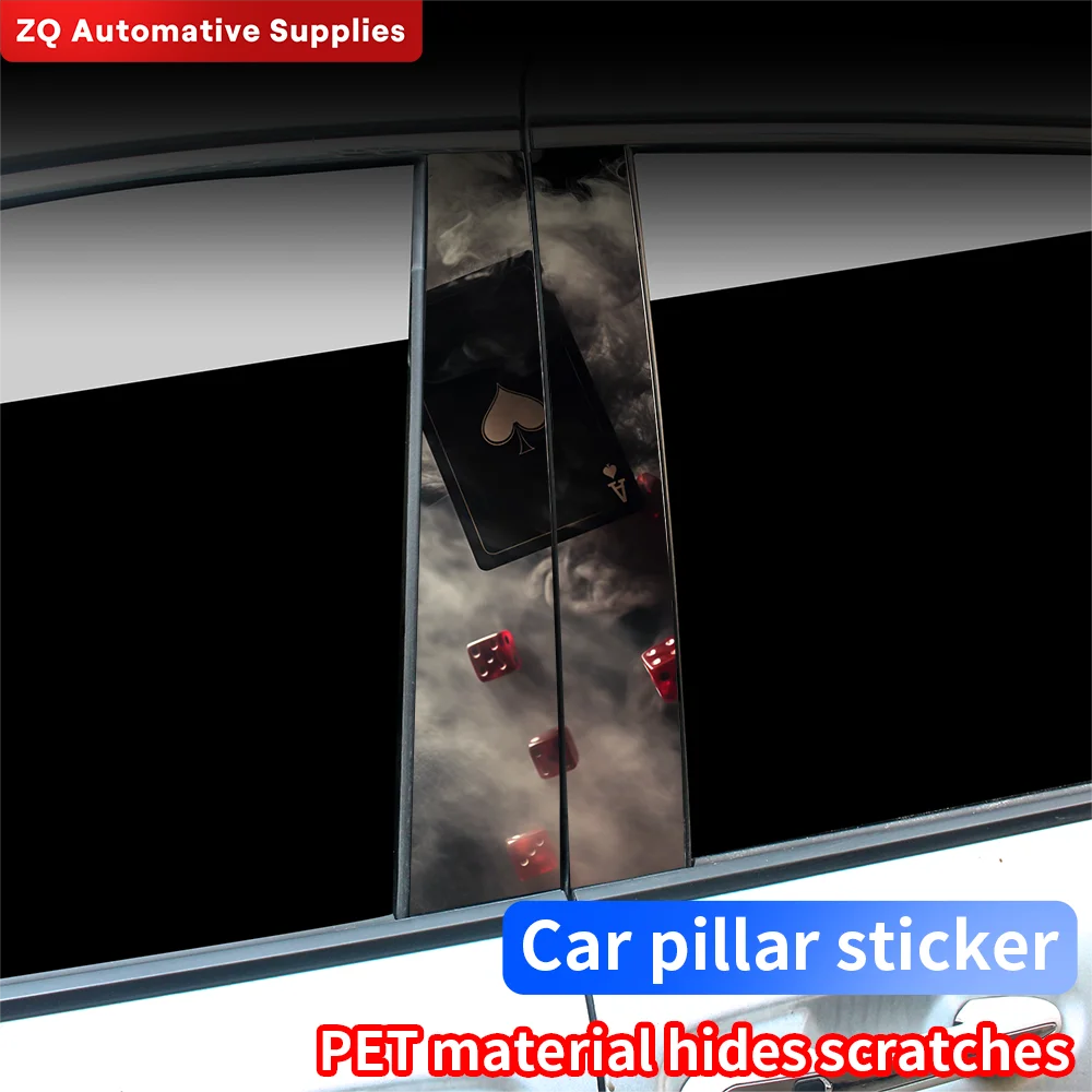 

Funny Poker Car Stickers Waterproof Auto B Pillar Decor Cover Scratches Durable Car Doors Pillar Vinyl Decals Vehicle Decors
