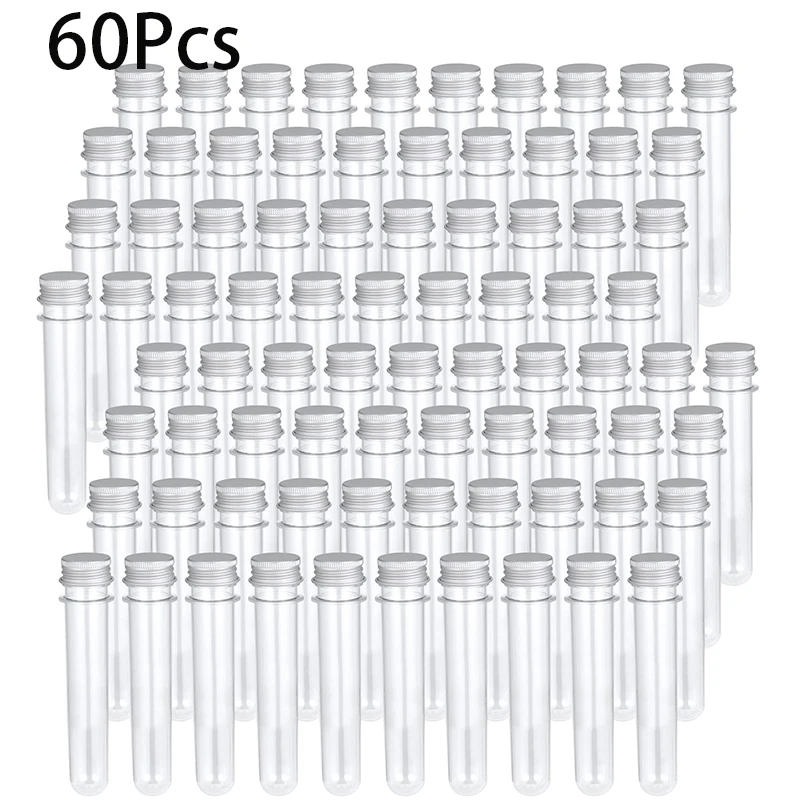 

Прозрачные пластиковые пробирки 40 мл, 60 шт., пробирки с винтовыми колпачками, пластиковые пробирки, контейнер для солей для ванн, футляры для хранения конфет
