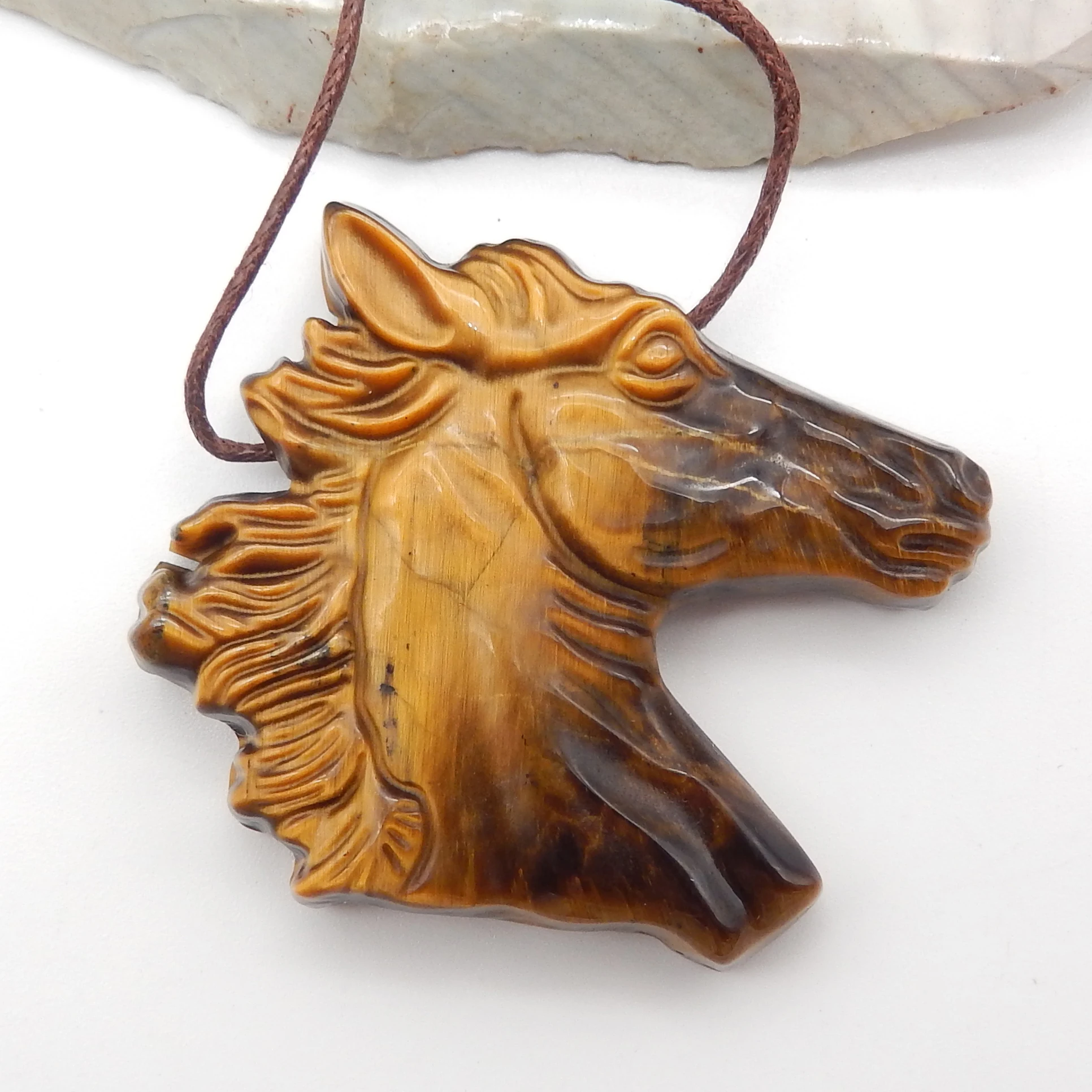 

1 Piece of Tiger's Eye Horse Head Carved Pendant, Hand Carved Animal Pendant, Women's Jewelry Accessories,Jewelry Gift Gemstone