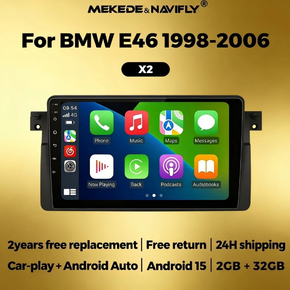 

Автомагнитола MEKEDE Android 15 для BMW E46 M3 318 320 325 330 335 1998-2006, 2 DIN, с Carplay и мультимедиа