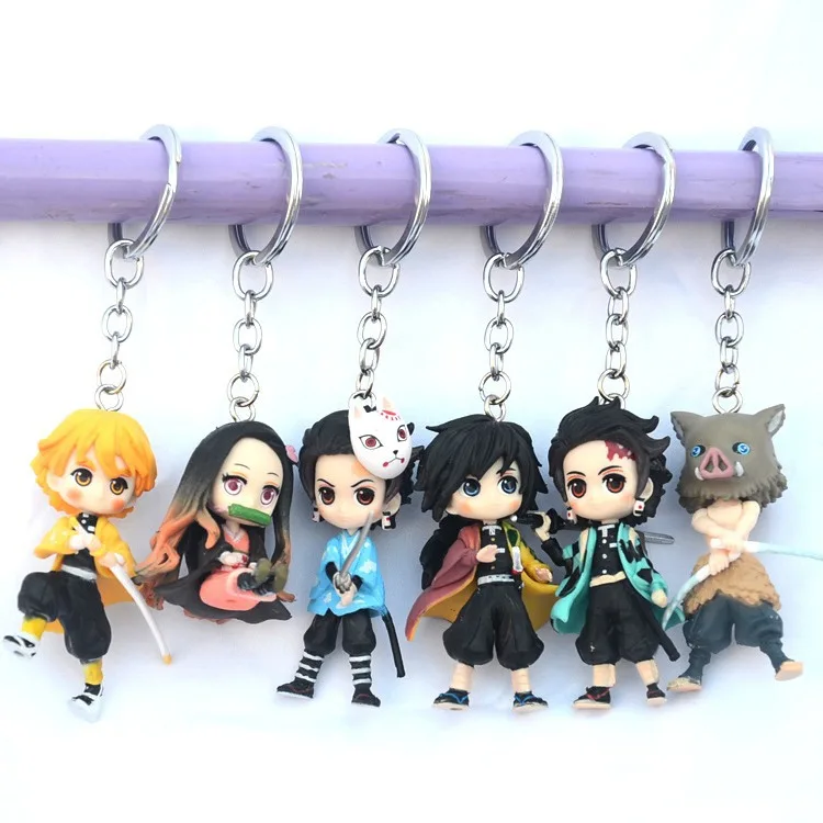 พวงกุญแจของเล่นนักรบพีวีซีอะนิเมะตุ๊กตาขยับแขนขาได้สังหารปีศาจ