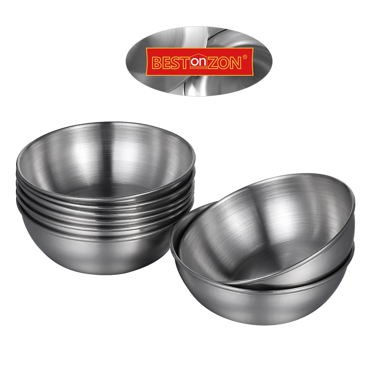 

8Pcs Food Sauce Dish Stainless Steel Condiment Bowl Set for Hot Cold Acidic Mixtures Appetizer Plates Flavor Dishes Kitchen