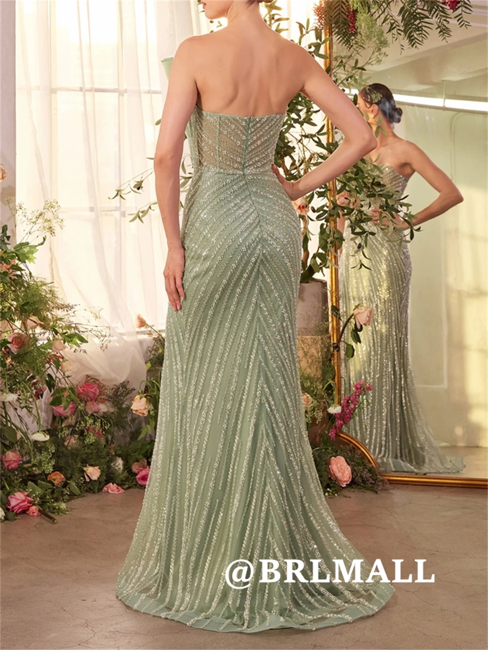 Brmall vestido de baile de tule com lantejoulas, bainha longa, vestidos de noite para mulheres, fechamento com zíper, vestidos formais personalizados