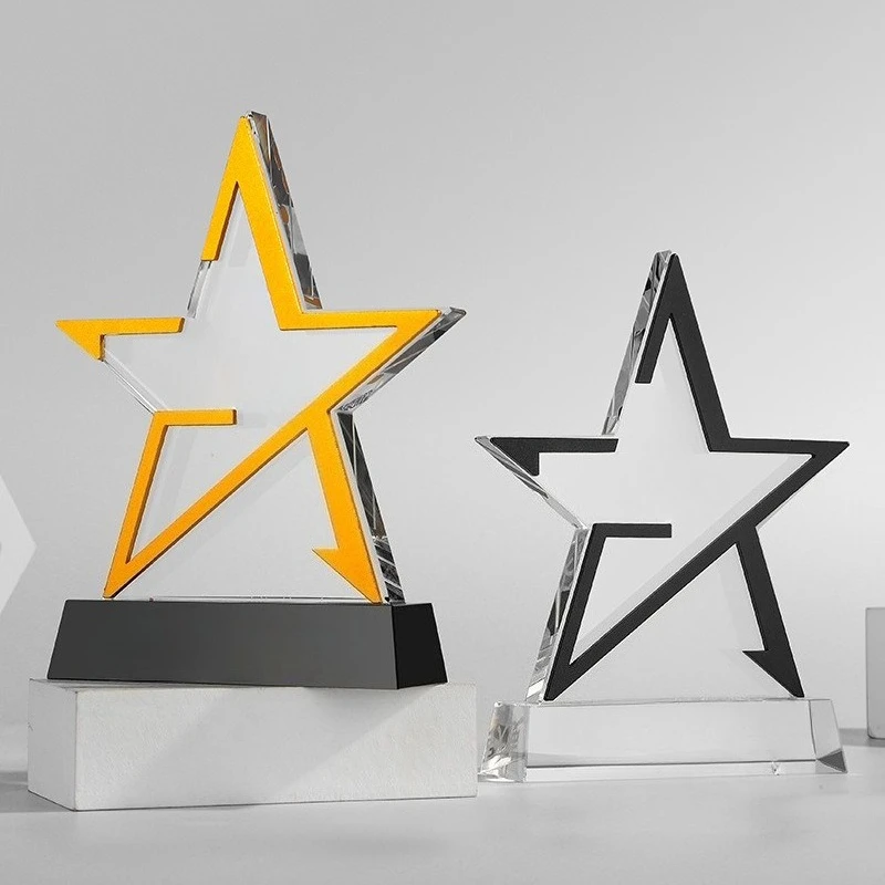 High-end atmospheric metal crystal trophy enterprise team annual meeting outstanding employee award souvenir