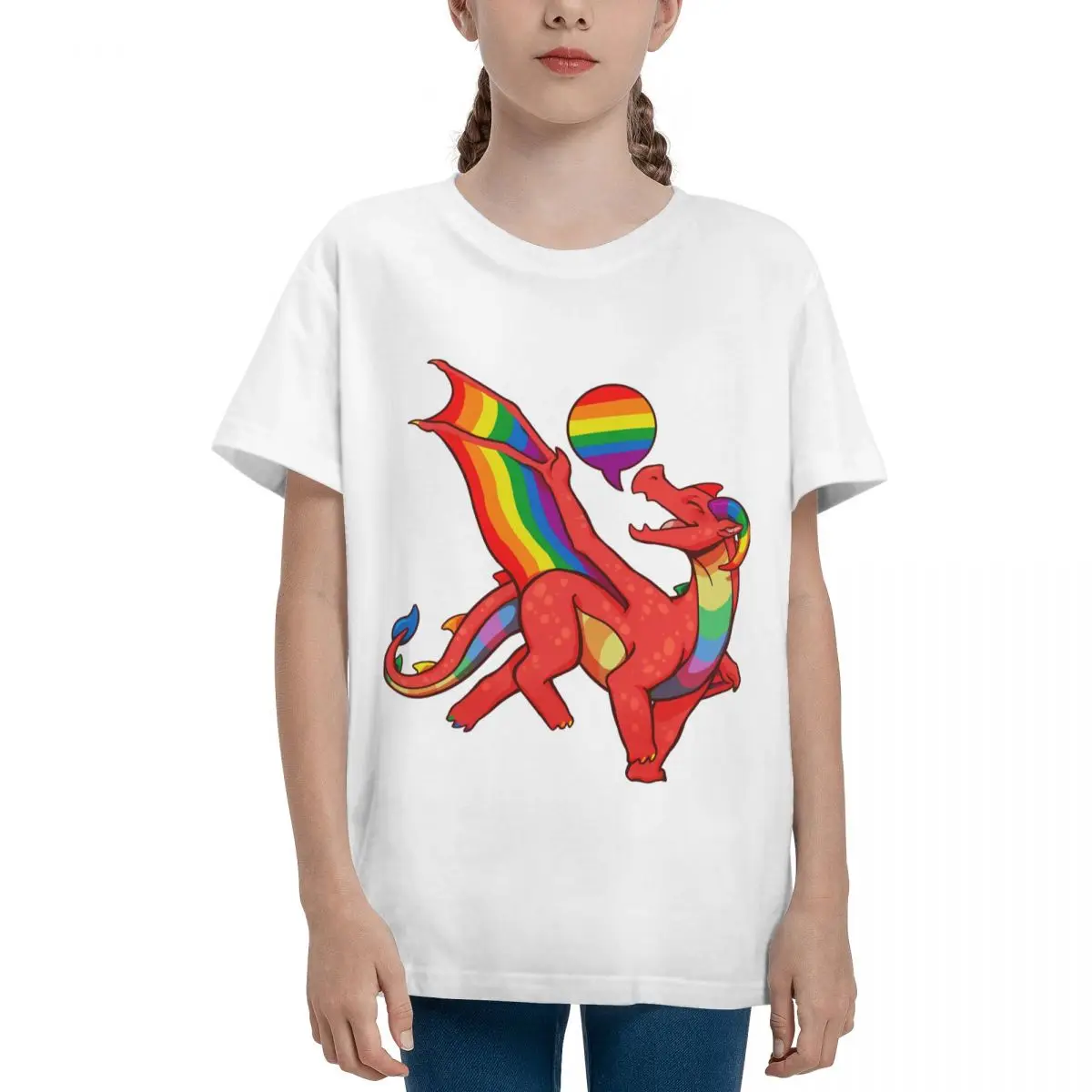 Gay Pride Flag Dragon (2nd Edition) For Y High quality Top tee Novelty Joke Home Harajuku Adolescents T-Shirt image 4