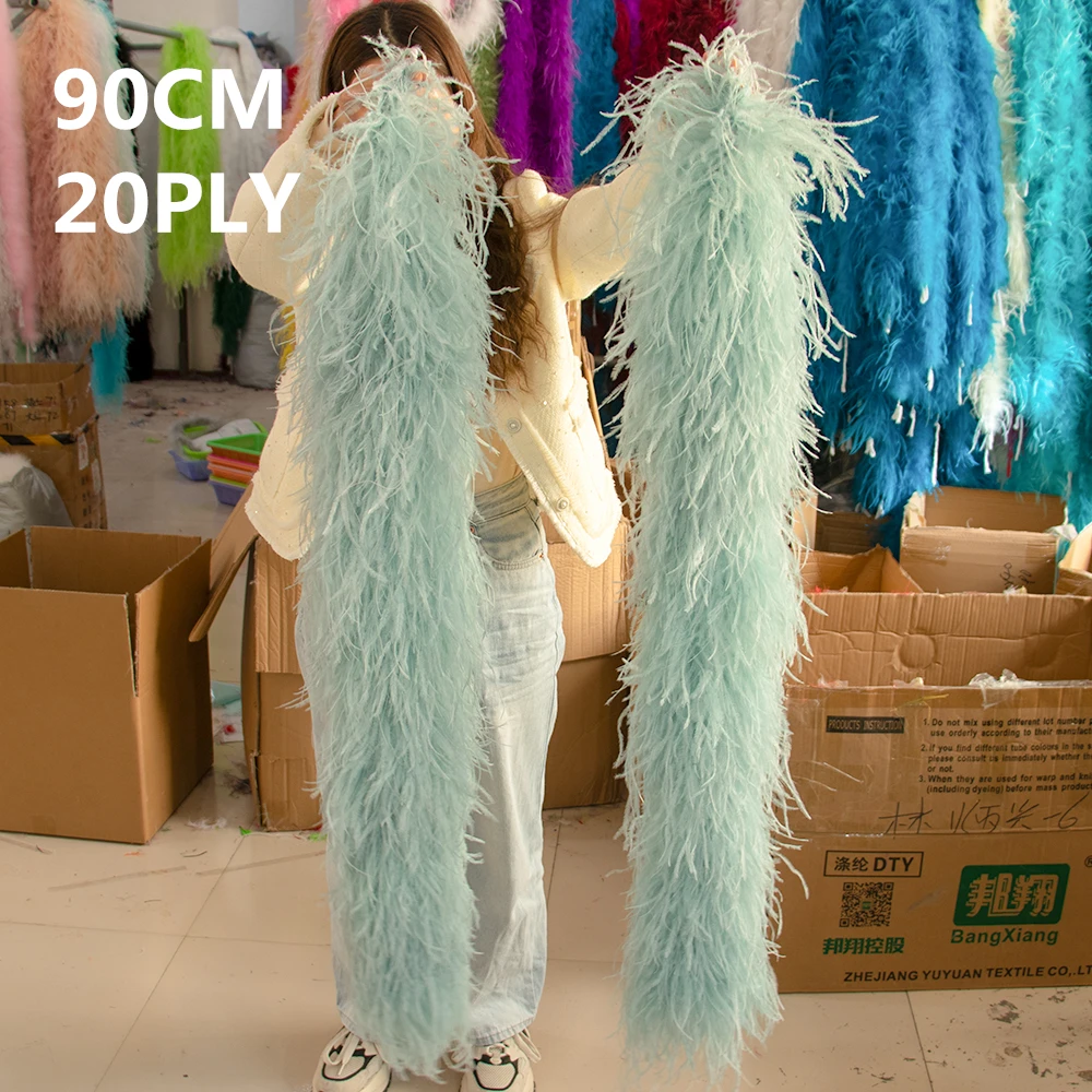 6 10 15 20Ply Ostrich feather Boa Trimming Natural Ostrich Decoration plumas boa for Costume Dresses Sewing Accessory 1M 2M