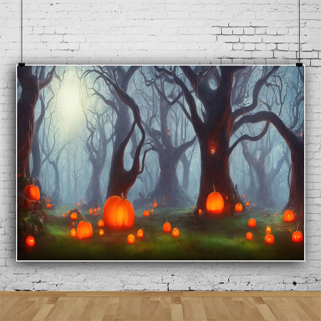 Foggy Forest Halloween Background Photography Night Party Scene Background Photography Studio Photoshoot Banner Poster