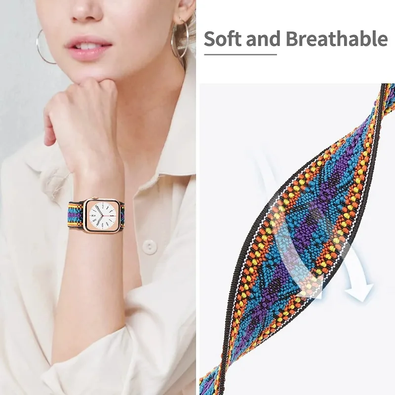 Braided Solo Loop Strap For Apple Watch Ultra 2 11 10 9 8 7 49/46/45/41mm Adjusting Nylon Wristband iWatch 6 5 4 SE 44mm 40/42mm