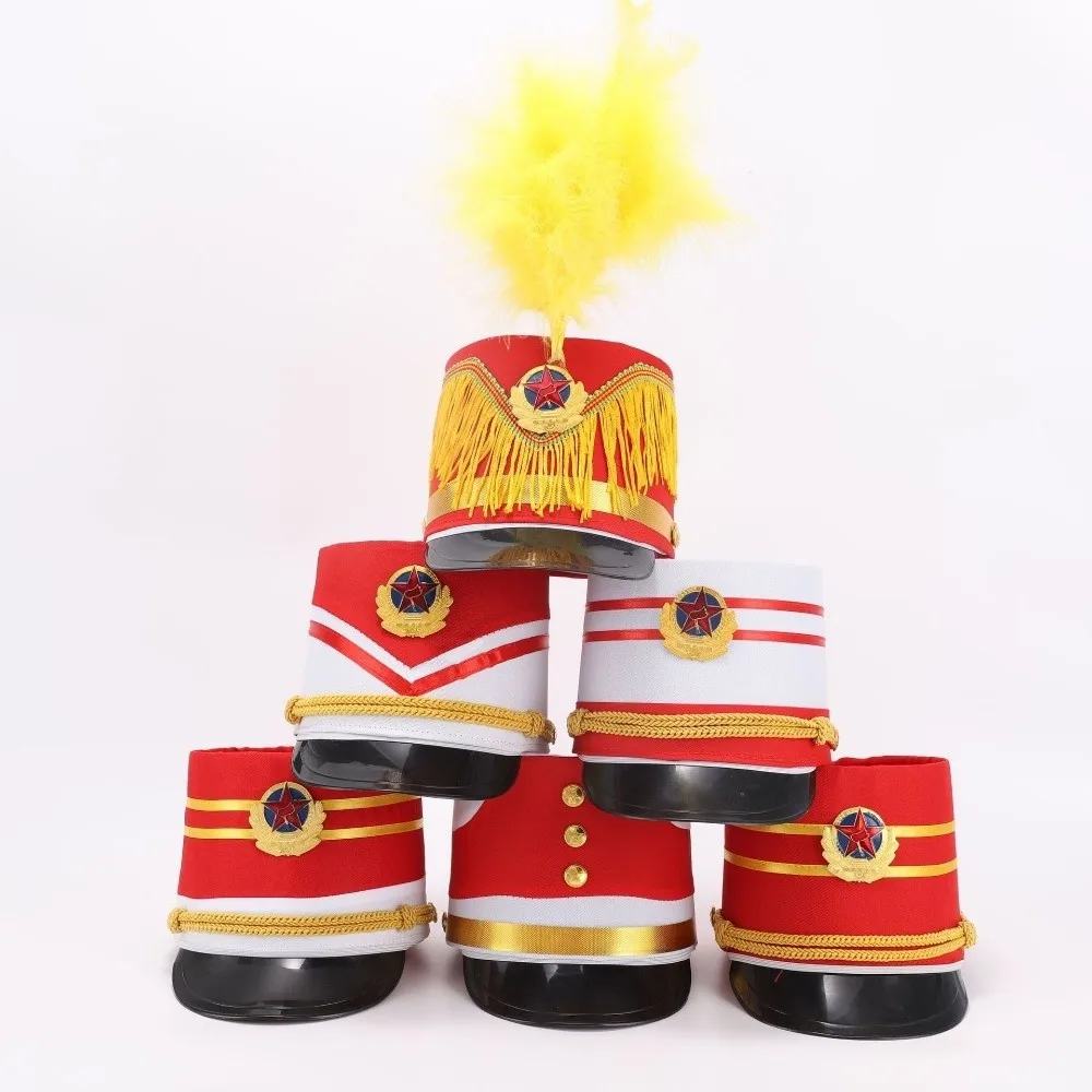 Stylish Drummer Hat Striped Marching Band Drum Band Hat Nutcrackers-hat Halloween Theme