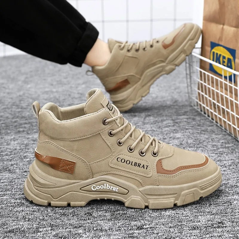 

Men's Boots 2024Autumn Platform Designer Casual Sneakers Non-slip Wear Resistant Work Safety Shoes Outdoor Sports Ankle Boots