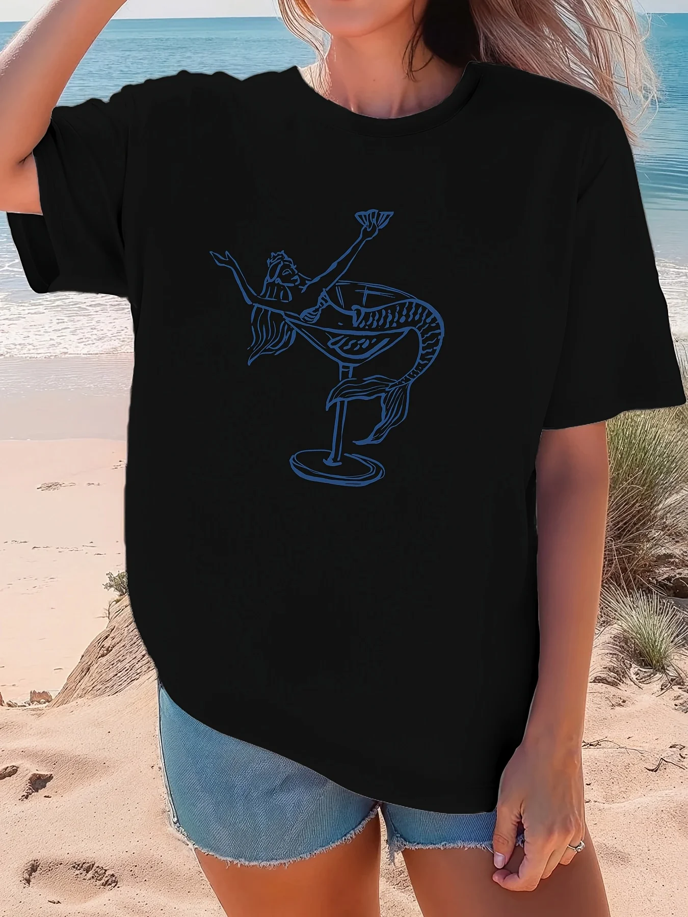 Women's summer and spring casual round-neck short-sleeved printed T-shirt