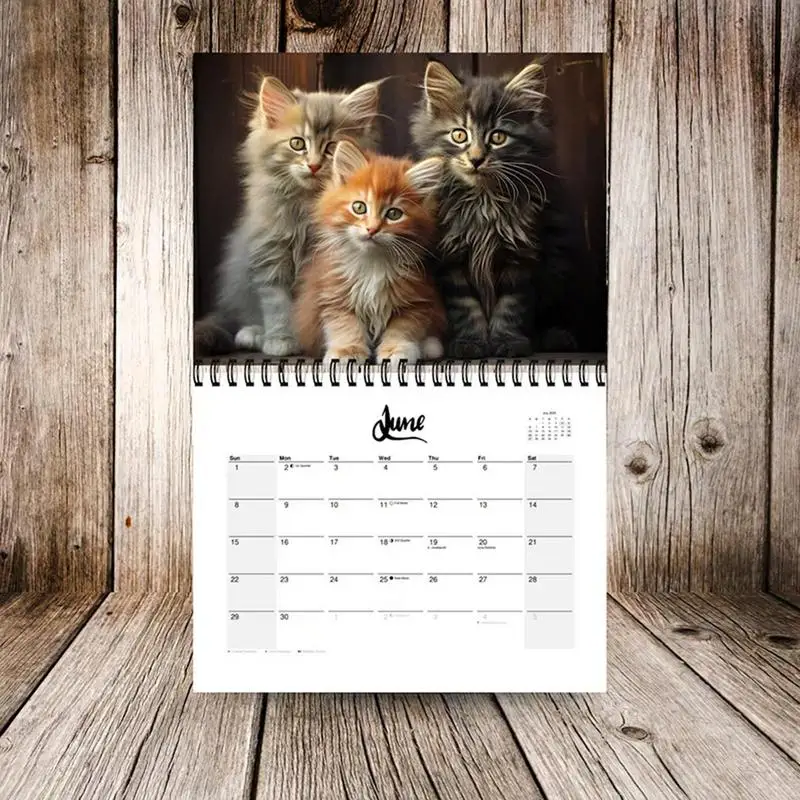 Imagem -04 - Calendário de Parede com Gatinho Fofo Calendário Mensal Planejador Familiar Organizador Diário Gato Adorável 21x28cm 2025